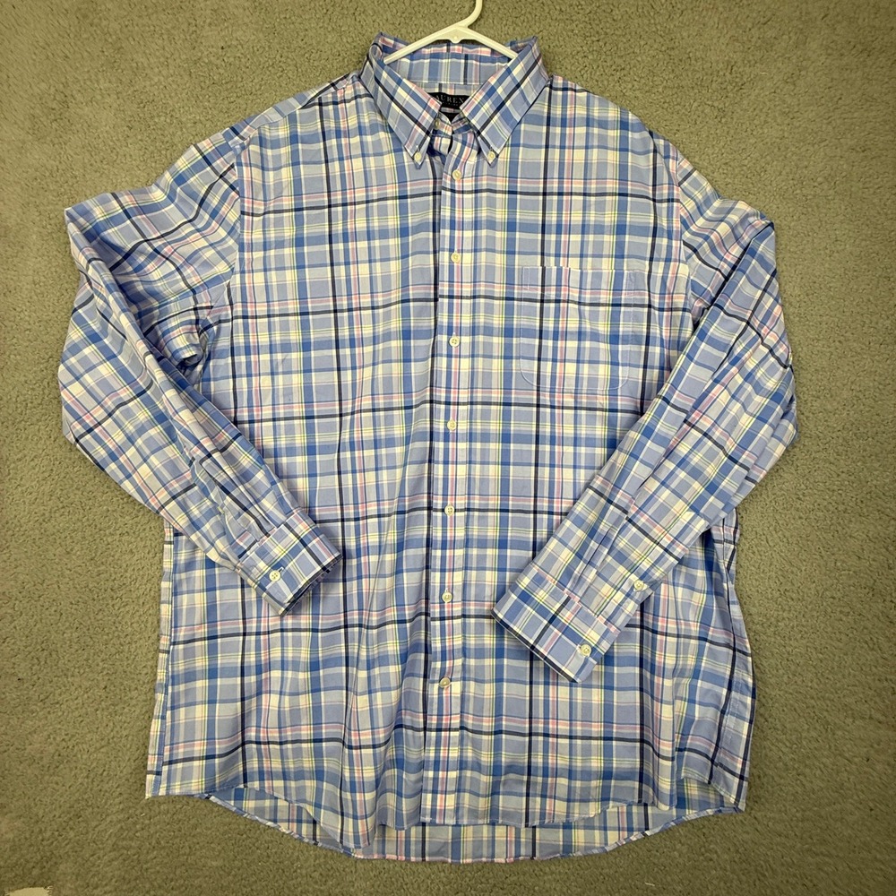LAUREN Ralph Lauren Men's Tall Fit Stretch Plaid Button Down Shirt Size 18 36/37